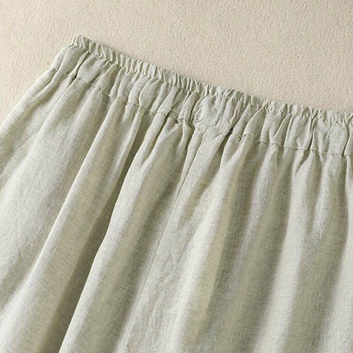 Buddha Stones Summer Casual Drawstring Solid Linen Ankle Pants Women's Wide Leg Pants With Pocket - image 10