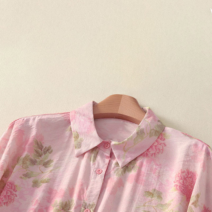 Buddha Stones Summer Boho Button-Up Floral Women's Short Sleeve Shirts - image 12