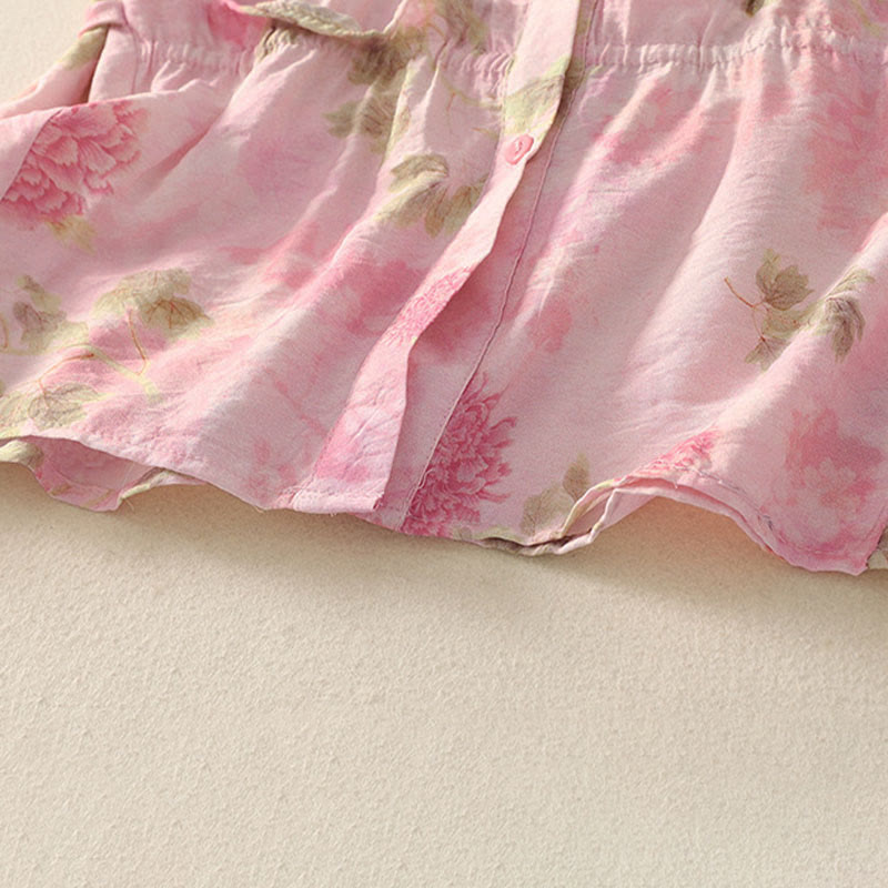 Buddha Stones Summer Boho Button-Up Floral Women's Short Sleeve Shirts - image 17