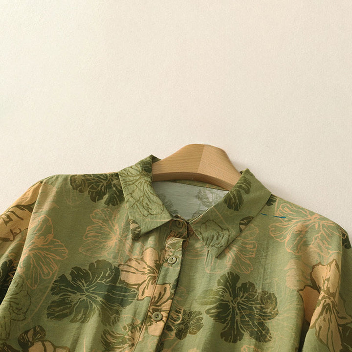 Buddha Stones Summer Boho Button-Up Floral Women's Short Sleeve Shirts - image 1