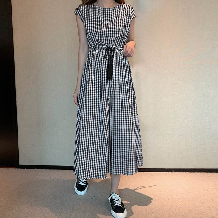 Buddha Stones Casual Eastic Waist Drawstring Design Short Sleeve Midi Dress - Gray - US8-10，UK/AU12-14，EU40-42 (2XL) - image 25