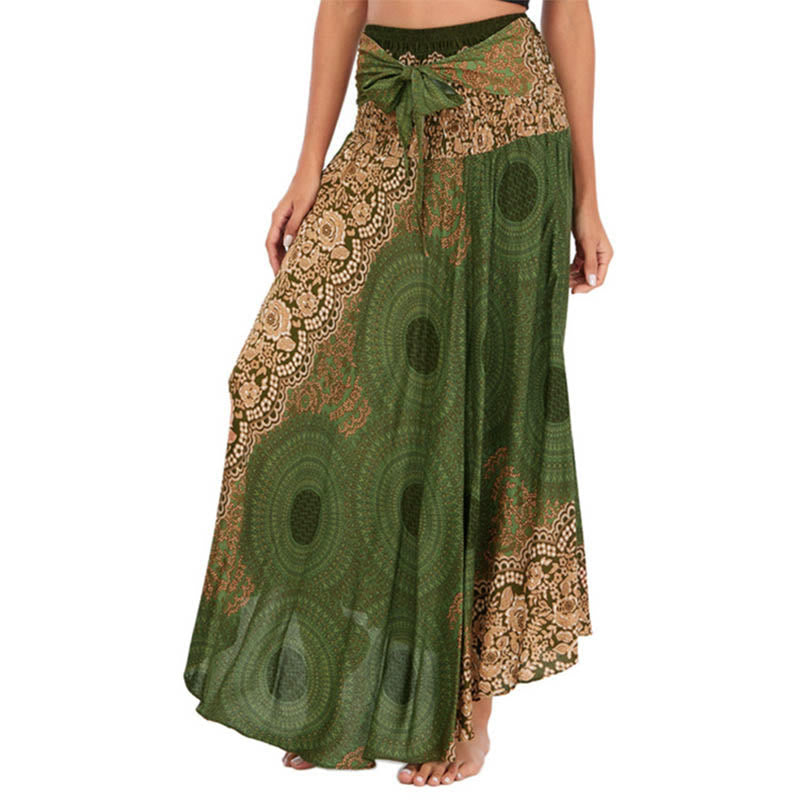 Buddha Stones Two Style Wear Bohemian Compass Rose Flower Lace-up Skirt Dress - DarkSeaGreen - US4-12，UK/AU8-16，EU36-44 (F) - image 18