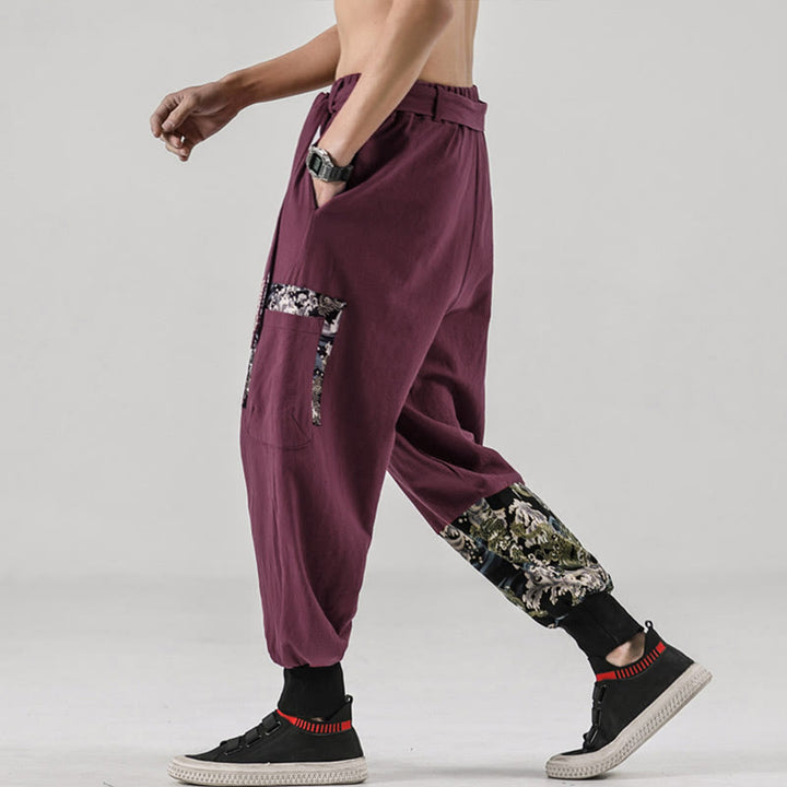 Buddha Stones Ocean Waves Lace-up Men's Harem Pants With Pockets - image 20