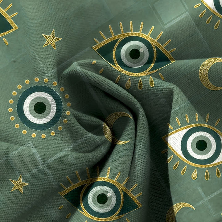 Buddha Stones Cotton Linen Evil Eye Moon Pattern Women's Elastic Waist Wide Leg Pants With Pockets - image 3