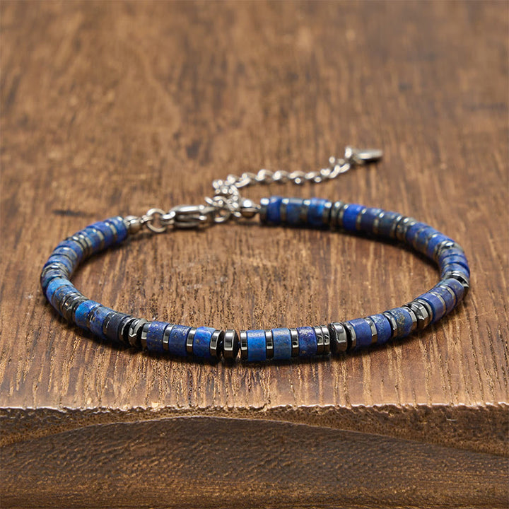 Buddha Stones Natural Lapis Lazuli Amethyst Frosted Stone Protective Bead Bracelet - Lapis Lazuli(Wrist Circumference: 15-18cm) - image 0