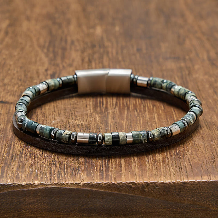 Buddha Stones Lapis Lazuli Truth Double Wrap Leather Bracelet - Amazonite(Wrist Circumference: 19-20cm) - image 8