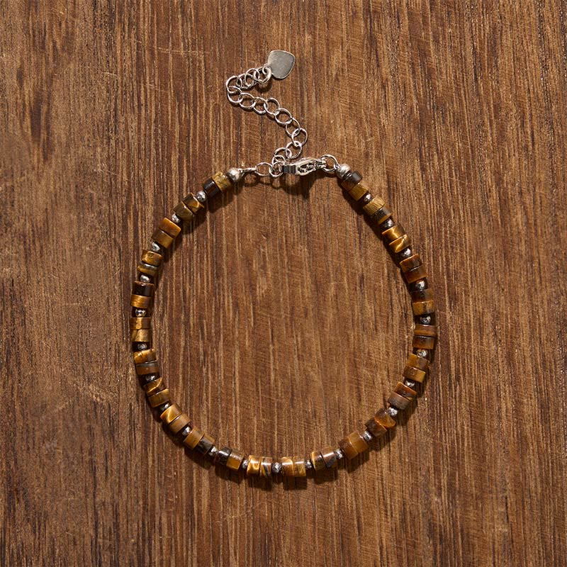 Buddha Stones Amethyst Tiger's Eye Rose Quartz Blue Spot Jasper Black Obsidian Calm Flat Bead Bracelet - image 6