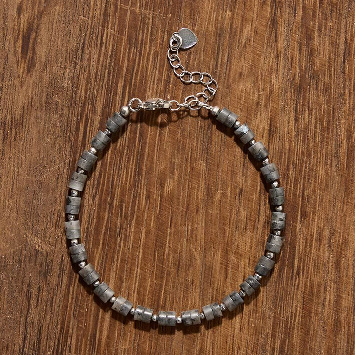 Buddha Stones Amethyst Tiger's Eye Rose Quartz Blue Spot Jasper Black Obsidian Calm Flat Bead Bracelet - image 36