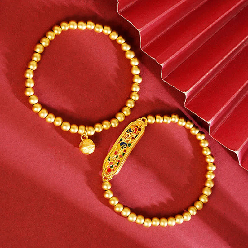Buddha Stones Copper Peacock Enamel Self Confidence Beaded Charm Bracelet - image 4