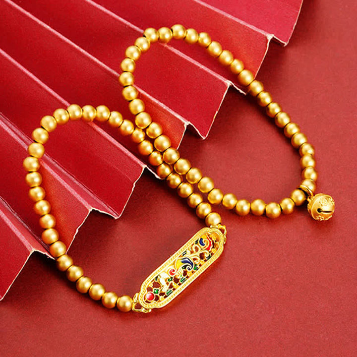 Buddha Stones Copper Peacock Enamel Self Confidence Beaded Charm Bracelet - image 9