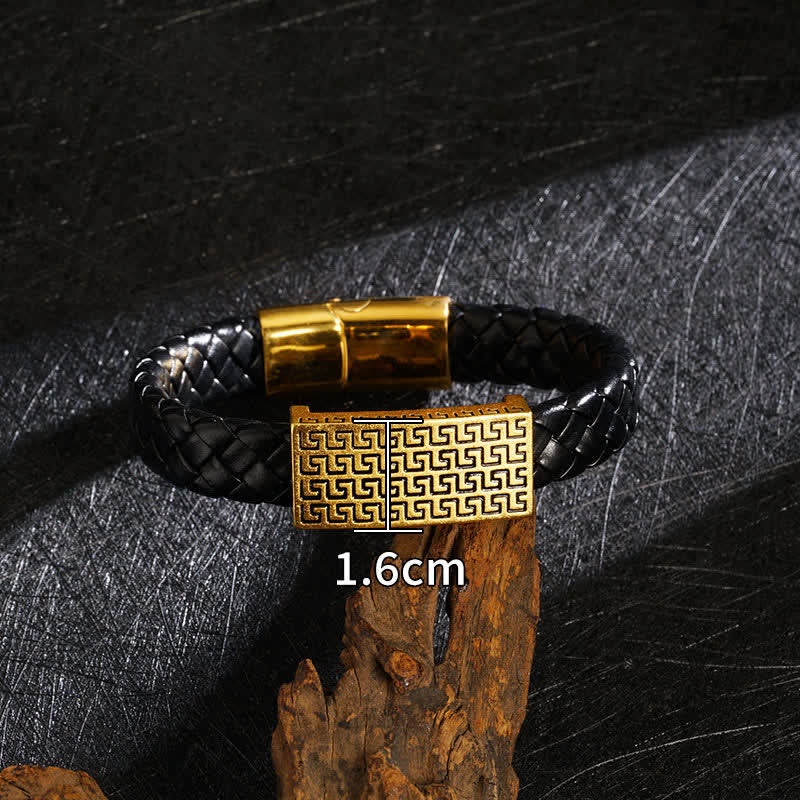 Buddha Stones Braided Leather Pi Xiu Fu Character Wealth Bracelet - Stripes - image 12