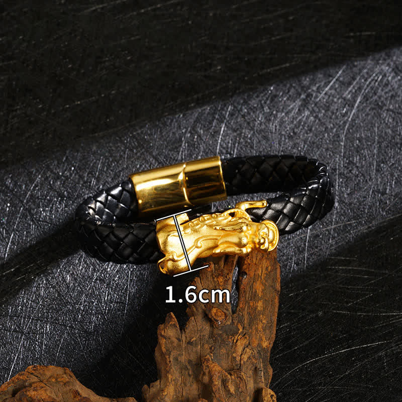 Buddha Stones Braided Leather Pi Xiu Fu Character Wealth Bracelet - Pixiu - image 8