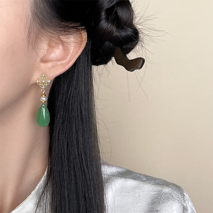 Buddha Stones Pearl Liuli Purity Teardrop Healing Earrings - image 2