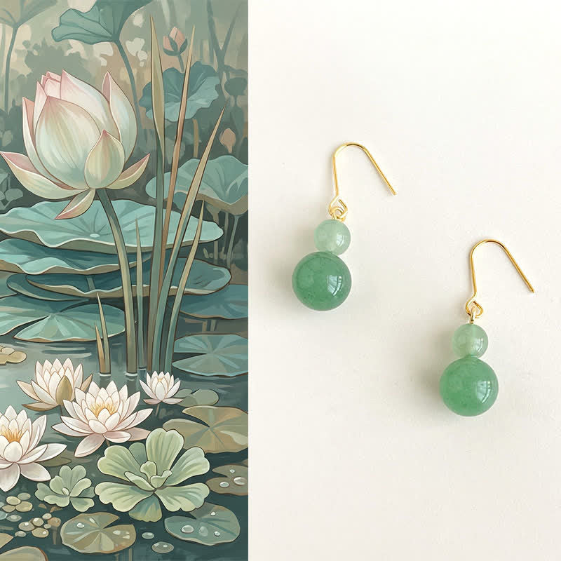 Buddha Stones Green Aventurine Luck Drop Earrings - Green Aventurine（Copper Plated With 925 Sterling Silver Posts） - image 0