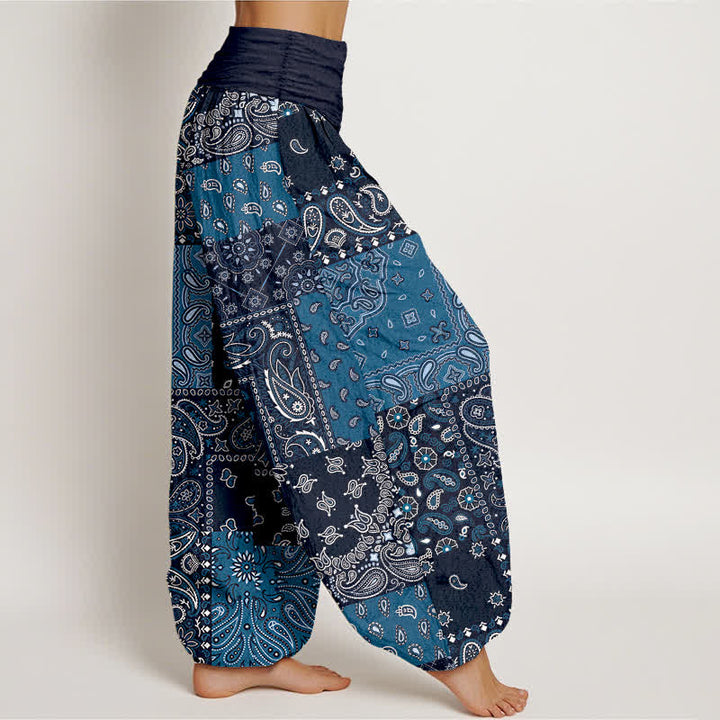 Buddha Stones Pure Cotton Elegant Paisley Pattern Women's Elastic Waist Harem Pants - image 2