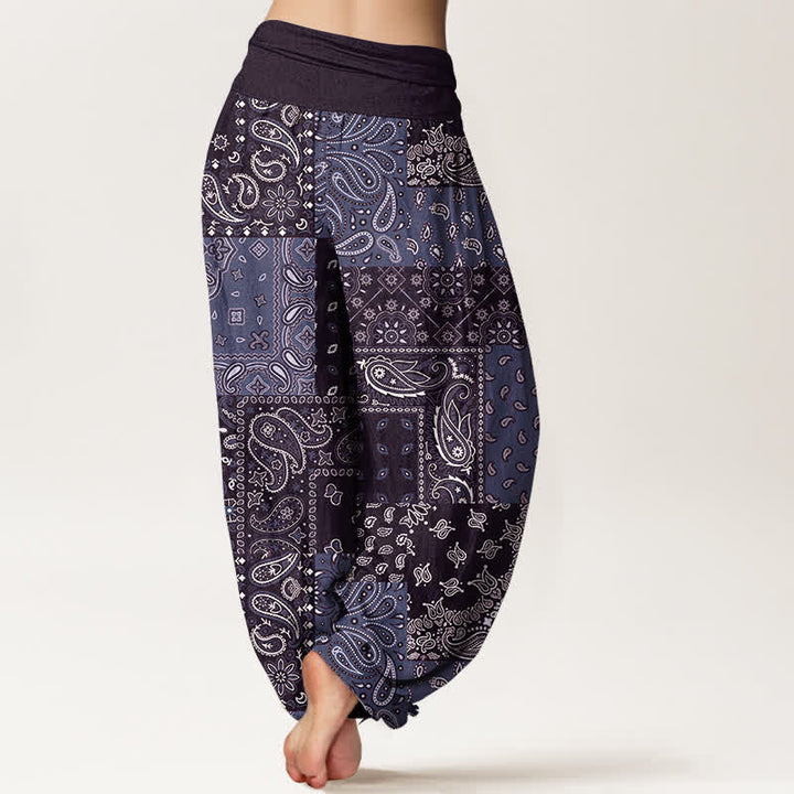 Buddha Stones Pure Cotton Elegant Paisley Pattern Women's Elastic Waist Harem Pants - image 9