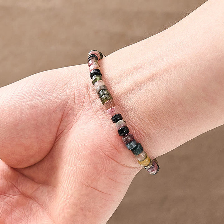 Buddha Stones Multicolor Tourmaline Protection Faceted Tablet Bead Bracelet - image 5