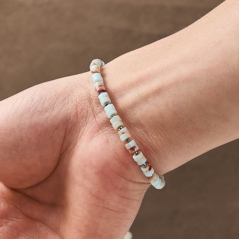 Buddha Stones Amethyst Tiger's Eye Rose Quartz Blue Spot Jasper Black Obsidian Calm Flat Bead Bracelet - image 33