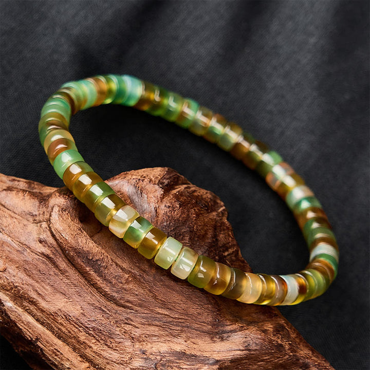 Buddha Stones Natural Green Agate Faceted Rondelle Healing Bracelet - image 3