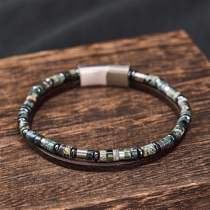 Buddha Stones Lapis Lazuli Truth Double Wrap Leather Bracelet - image 10