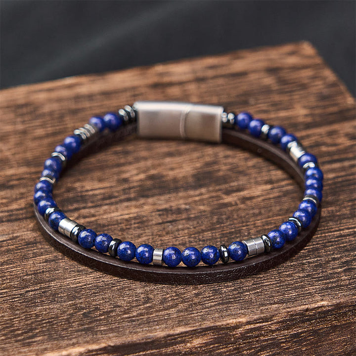 Buddha Stones Lapis Lazuli Truth Double Wrap Leather Bracelet - image 18