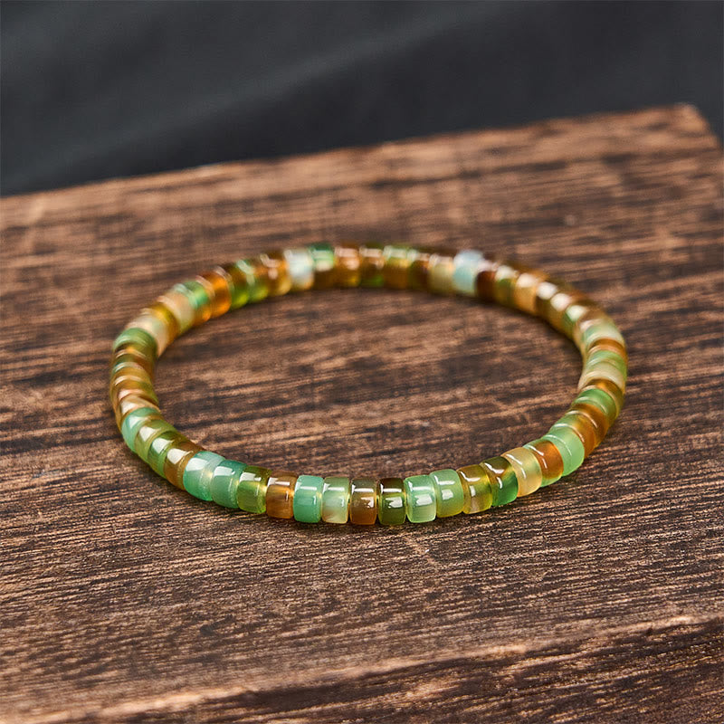 Buddha Stones Natural Green Agate Faceted Rondelle Healing Bracelet - image 2