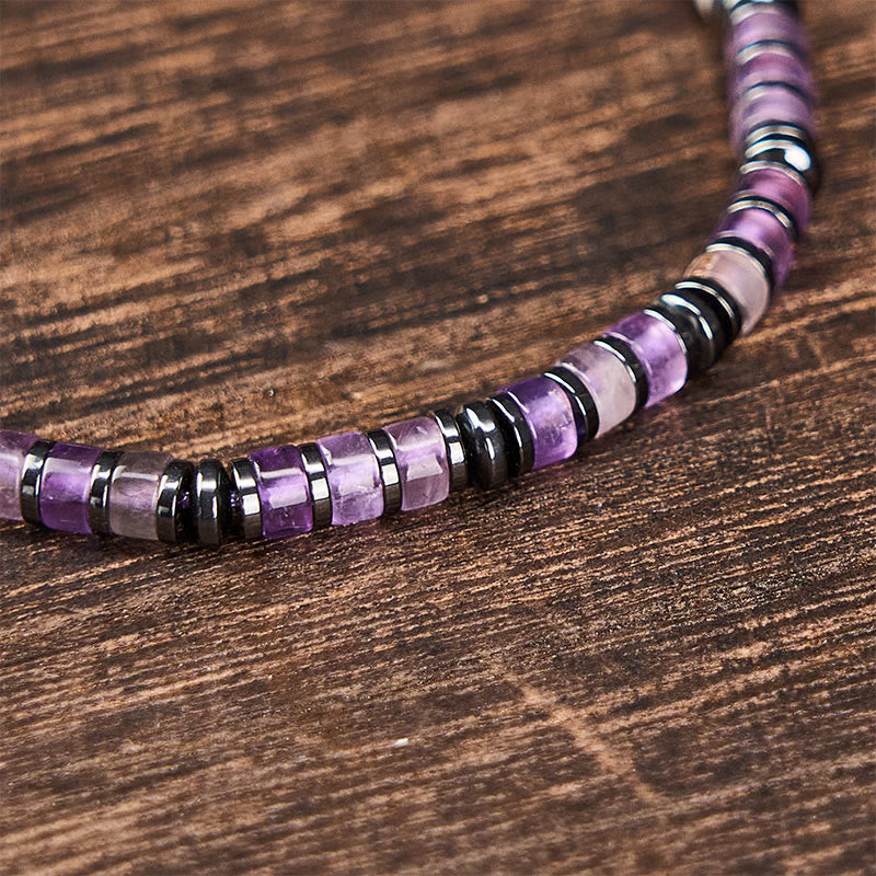 Buddha Stones Natural Lapis Lazuli Amethyst Frosted Stone Protective Bead Bracelet - image 7