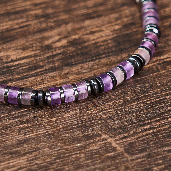 Buddha Stones Natural Lapis Lazuli Amethyst Frosted Stone Protective Bead Bracelet - image 7