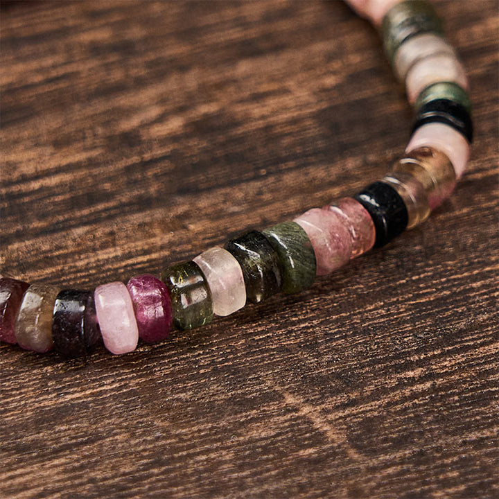 Buddha Stones Multicolor Tourmaline Protection Faceted Tablet Bead Bracelet - image 4