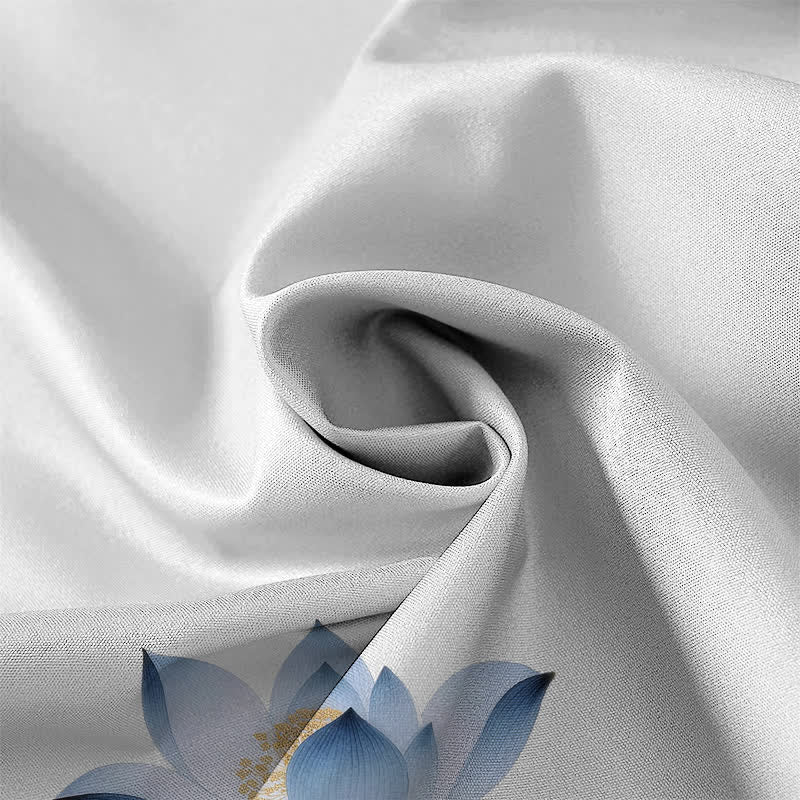 Buddha Stones Blue Lotus Ink Pattern Buttons Wrinkle-resistant Men's Short Sleeve Shirt - image 4