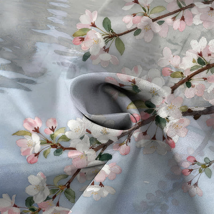 Buddha Stones Cherry Blossom Cat Waterside Pattern Buttons Wrinkle-resistant Men's Short Sleeve Shirt - image 4