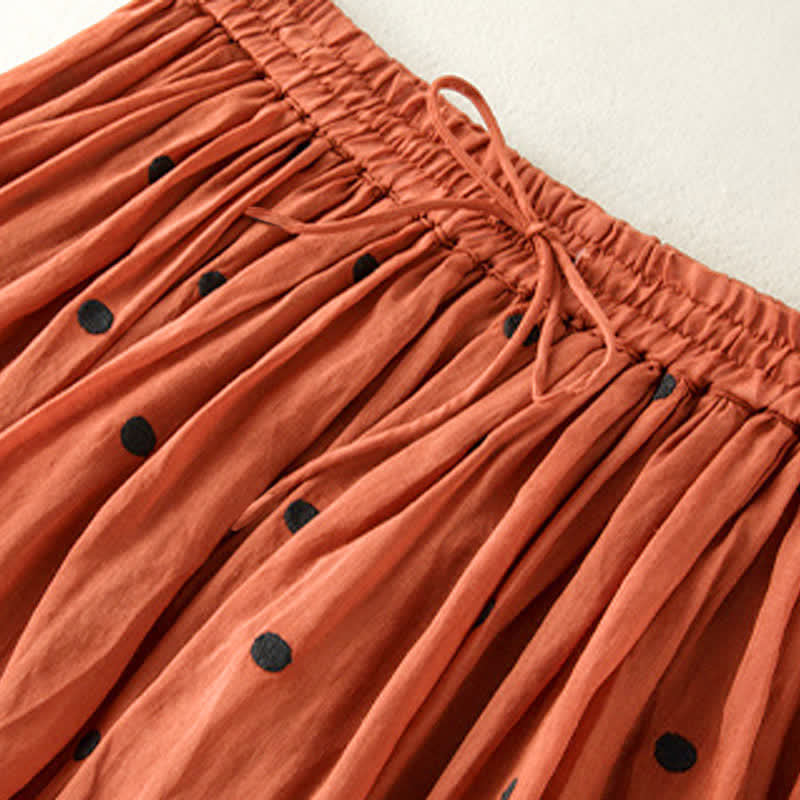 Buddha Stones Artistic Vintage Dot Pattern Women's Pleated Skirt - image 35