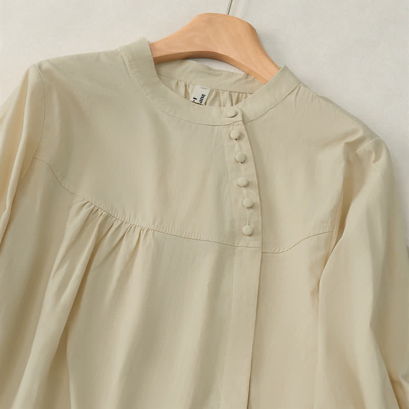 Buddha Stones Lace-up Buttons Design Women's Three Quarter Sleeve Shirt - image 11