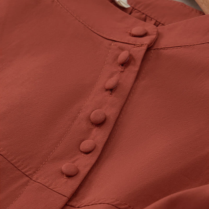 Buddha Stones Lace-up Buttons Design Women's Three Quarter Sleeve Shirt - image 22