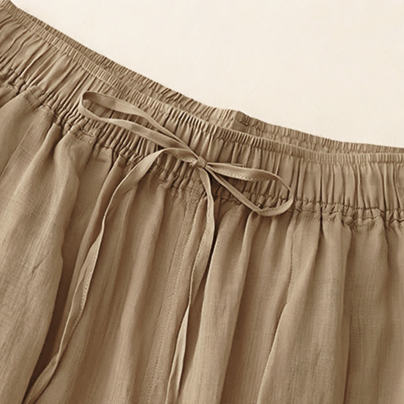 Buddha Stones Casual Loose Double Layer 7-8 Length Cropped Pants Women's Pants With Pockets - image 1