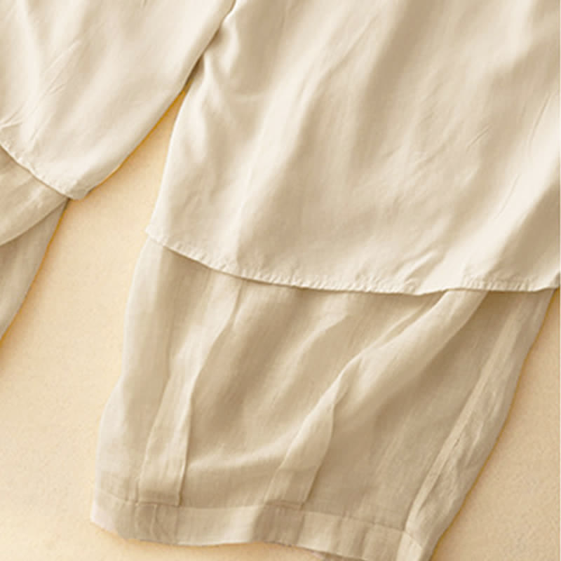 Buddha Stones Casual Loose Double Layer 7-8 Length Cropped Pants Women's Pants With Pockets - image 23