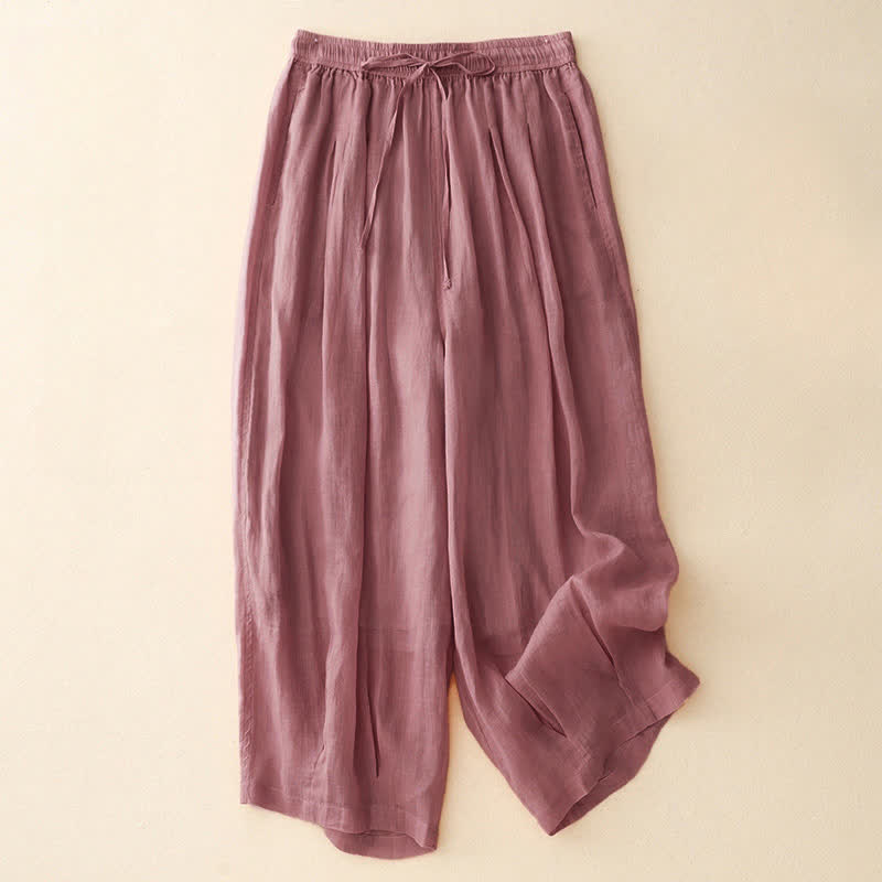 Buddha Stones Casual Loose Double Layer 7-8 Length Cropped Pants Women's Pants With Pockets - LightPink - US14，UK/AU18，EU46 (2XL) - image 16