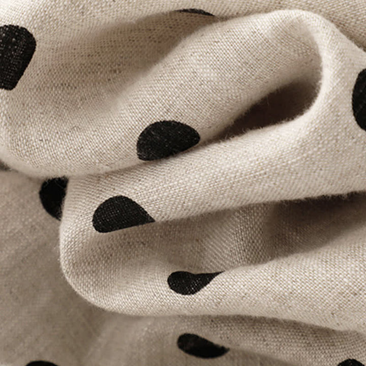 Buddha Stones Summer Polka Dot V-Neck Lace-up Women's Knee Length Dress With Pockets - image 18