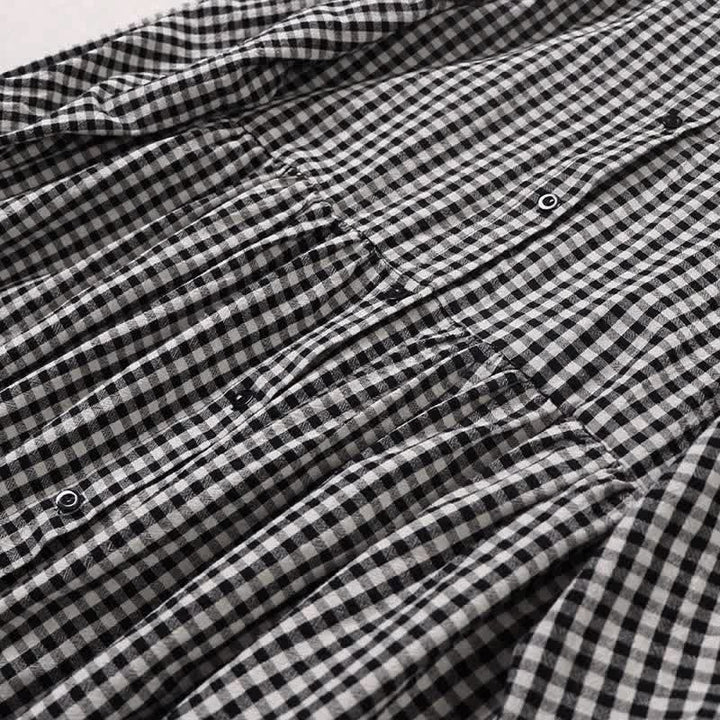 Buddha Stones Long Sleeve Plaid Simple Buttons Ruffled Design Midi Dress With Pockets - image 15