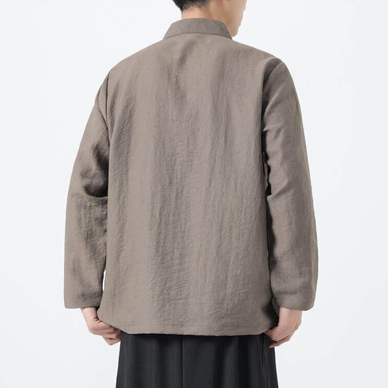 Buddha Stones Spring Tang Style Vintage Mandarin Collar Frog Button Bamboo Embroidery Men's Long Sleeve Shirts - image 13