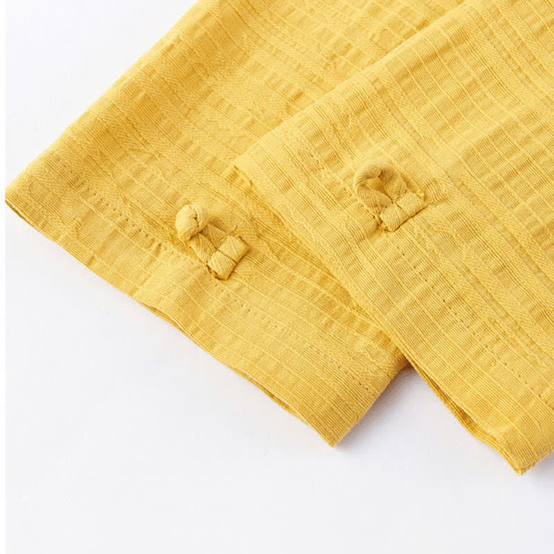Buddha Stones Fall Winter Tang Style Vintage Mandarin Collar Frog Button Solid Men's Long Sleeve Shirts - image 10