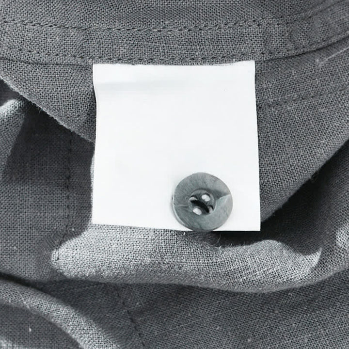 Buddha Stones Summer Casual Mandarin Collar Button-Up Solid Men's Short Sleeve Shirts With Pockets - image 9