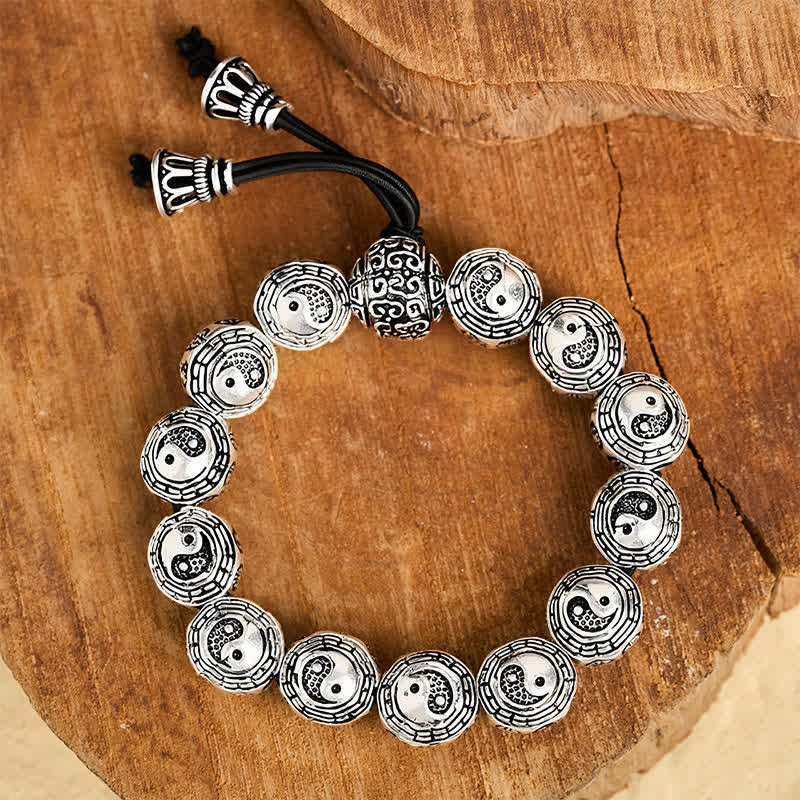 Buddha Stones Copper Bagua Yin Yang Harmony Round Bead Bracelet - image 3