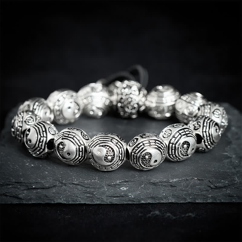 Buddha Stones Copper Bagua Yin Yang Harmony Round Bead Bracelet - image 1
