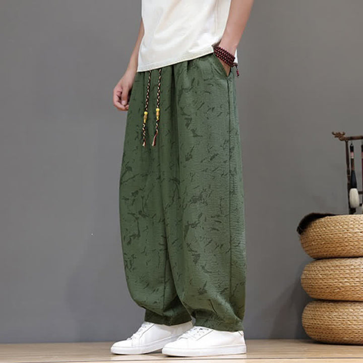 Buddha Stones Summer Casual Minimalist Drawstring Abstract Texture Pattern Ankle Pants Men's Harem Pants With Pocket - image 4