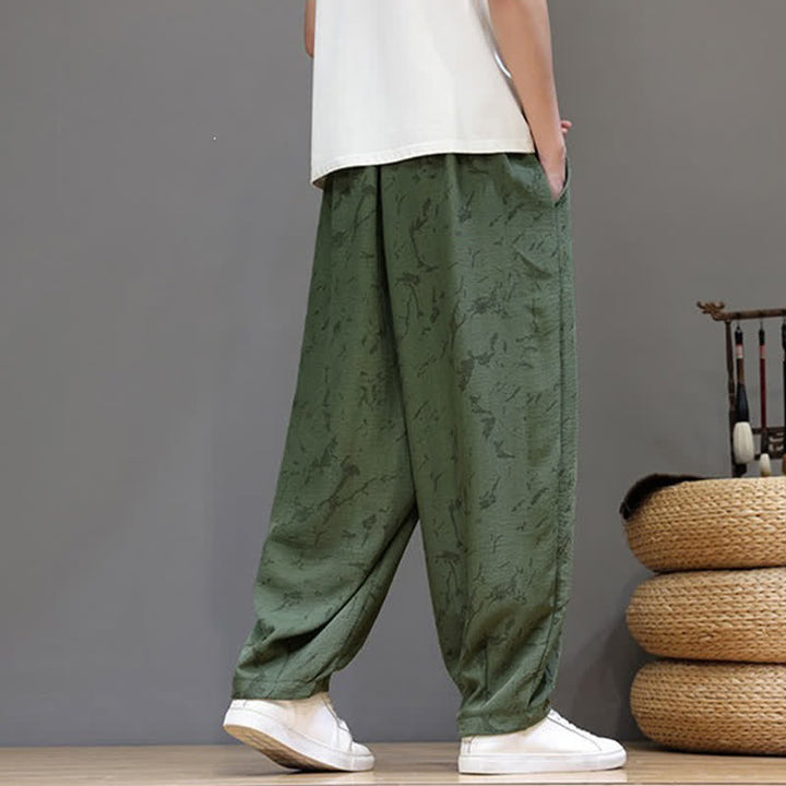Buddha Stones Summer Casual Minimalist Drawstring Abstract Texture Pattern Ankle Pants Men's Harem Pants With Pocket - image 3