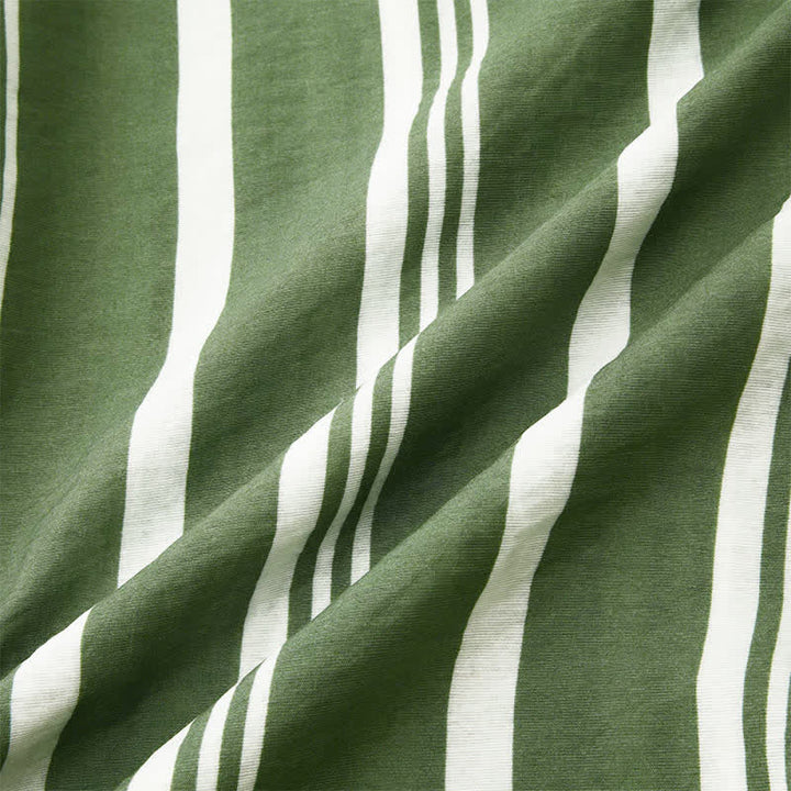 Buddha Stones Summer Casual Classic Button-Up Vertical Striped Men's Short Sleeve Shirts - image 6