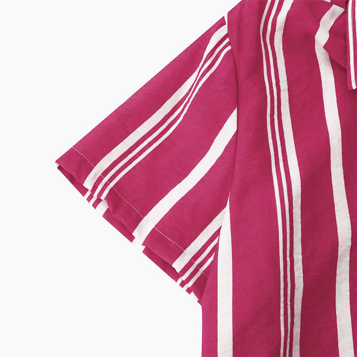 Buddha Stones Summer Casual Classic Button-Up Vertical Striped Men's Short Sleeve Shirts - image 23