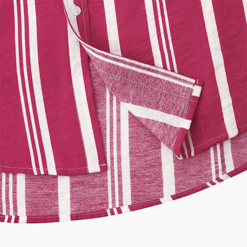 Buddha Stones Summer Casual Classic Button-Up Vertical Striped Men's Short Sleeve Shirts - image 26
