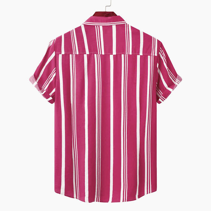 Buddha Stones Summer Casual Classic Button-Up Vertical Striped Men's Short Sleeve Shirts - image 22